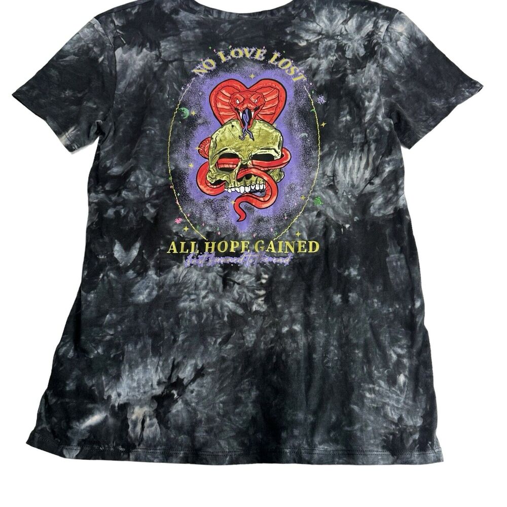 Empyre Men’s Laynie Skull Black Grey Tie Dye Crew Neck Cotton T-Shirt Size S